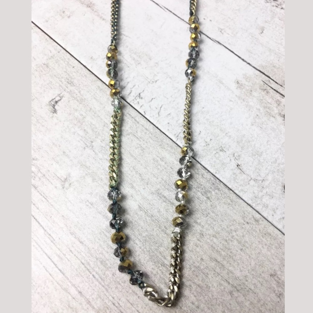 Chloe & Isobel Chain Silk Cord Blue Green Necklace